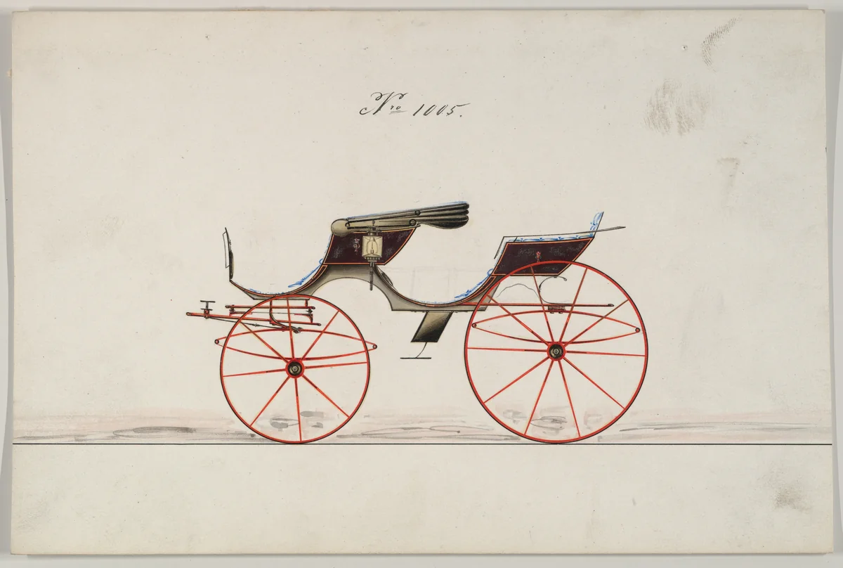 Design for Phaeton, with top, no. 1005 by Brewster & Co., drawing, 1850-1874