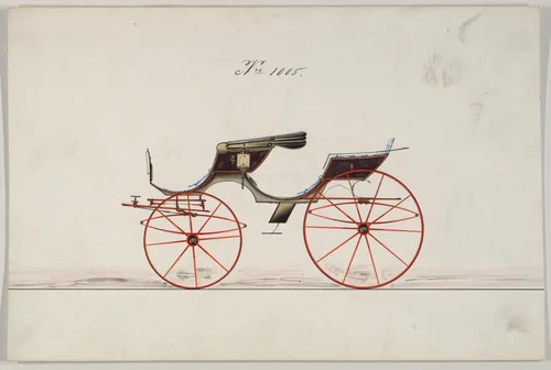 Design for Phaeton, with top, no. 1005 by Brewster & Co., drawing, 1850-1874