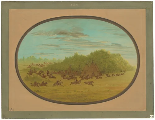 Sham Fight of the Camanchees by George Catlin, painting, 1861-1869