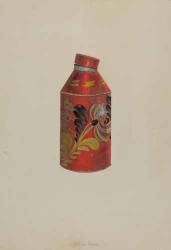 Toleware Tea Caddy by William Frank, index of american design, 1938