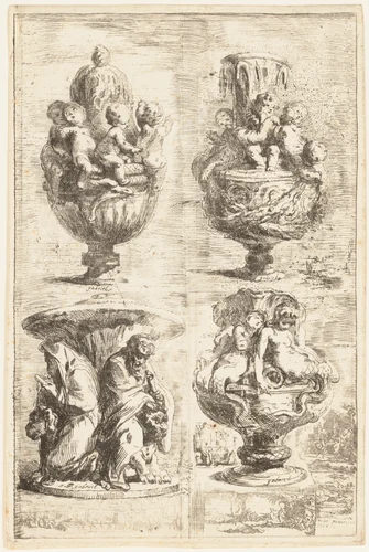 The Four Vases by Gabriel de Saint-Aubin, print, 1754