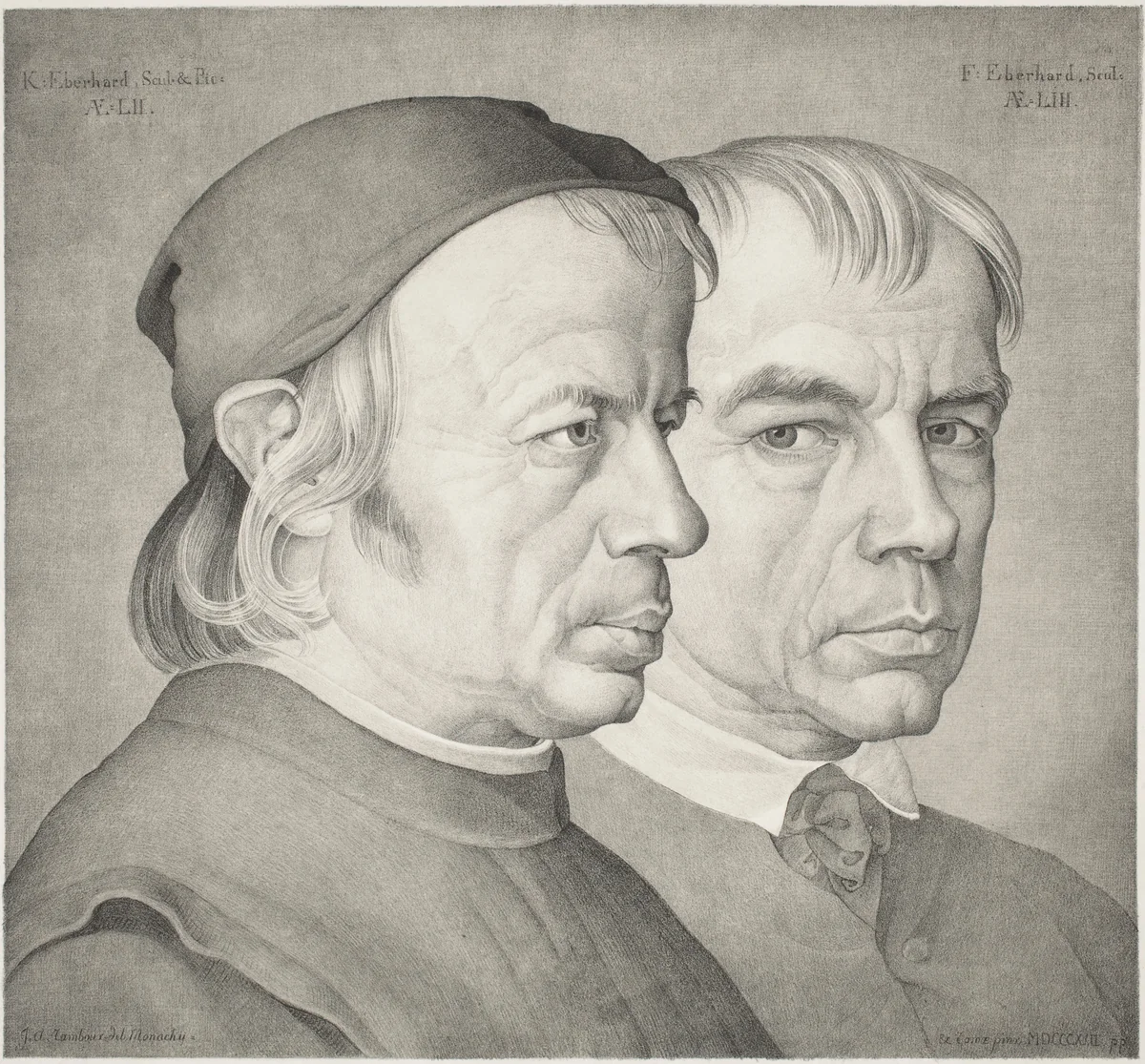The Brothers Konrad and Franz Eberhard by Johann Anton Ramboux, print, 1822