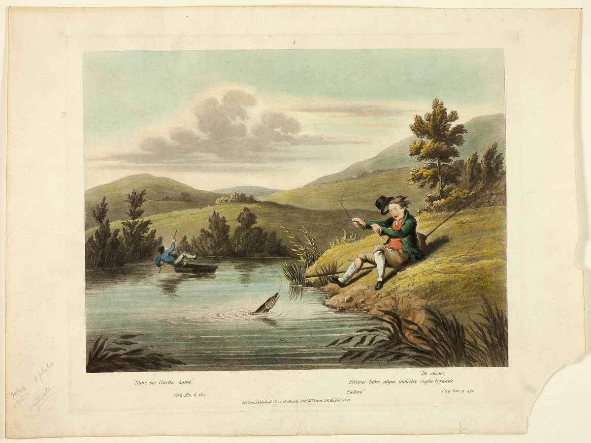 Delights of Fishing by Charles Turner, print, 1823