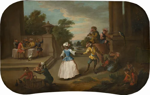 Singerie: The Dance by Christophe Huet, painting, 1739