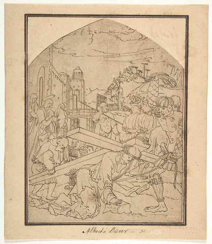 Christ Carrying the Cross by Wolfgang Huber, drawing, 1500-1600