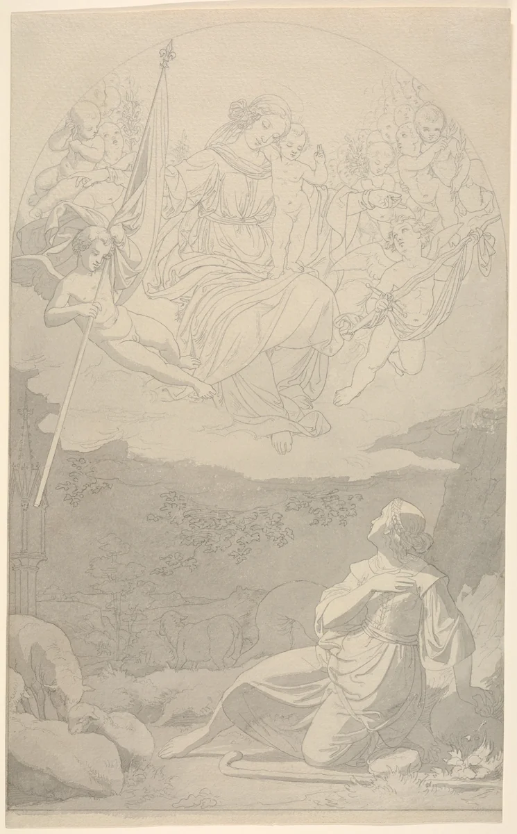 The Vision of Joan of Arc by Eduard Jakob von Steinle, drawing, 1865-1886