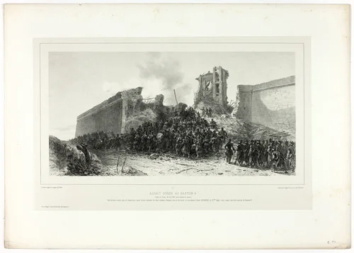Assault of bastion no.8, from Souvenirs d’Italie: Expédition de Rome by François Hippolyte Lalaisse, print, 1860