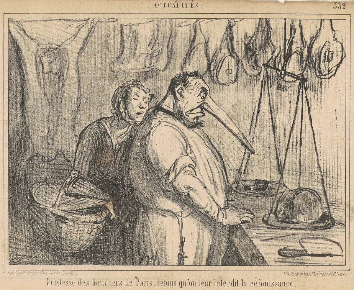 Tristesse des bouchers de Paris ... by Honoré Daumier, print, 1855