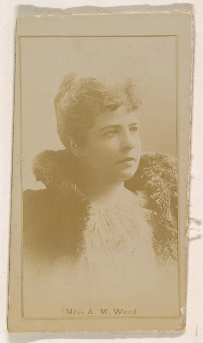 Miss A.M. Weed, from the Actresses series (N245) issued by Kinney Brothers to promote Sweet Caporal Cigarettes by Kinney Brothers Tobacco Company, photograph, 1890