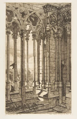 Gallery, Nôtre-Dame Cathedral, Paris by Charles Meryon, print, 1853