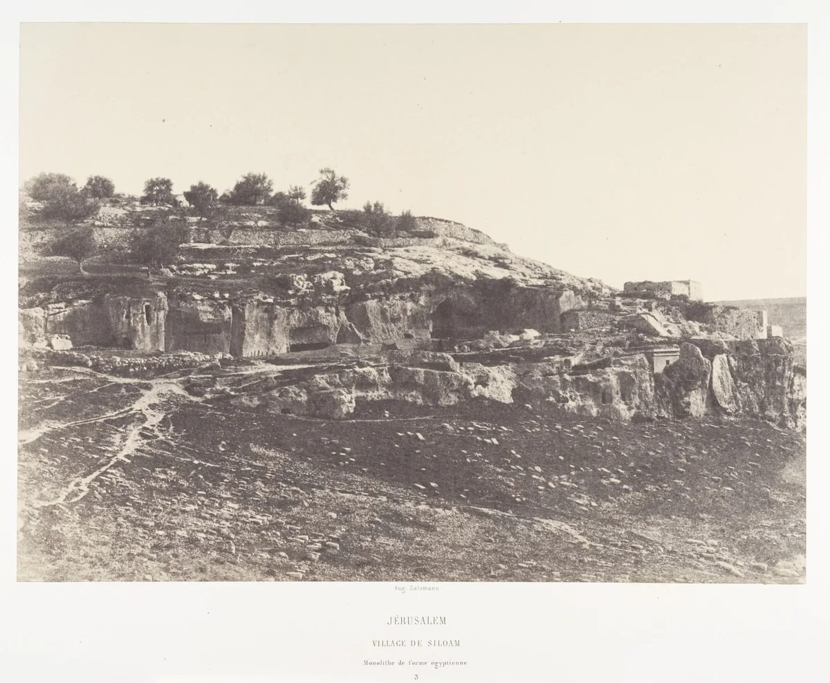 Jérusalem, Village de Siloam, Monolithe de forme égyptienne, 3 by Auguste Salzmann, photograph, 1854-1859