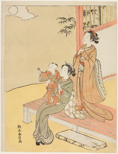 Viewing the Moon by Suzuki Harunobu (鈴木春信), print, 1762-1770