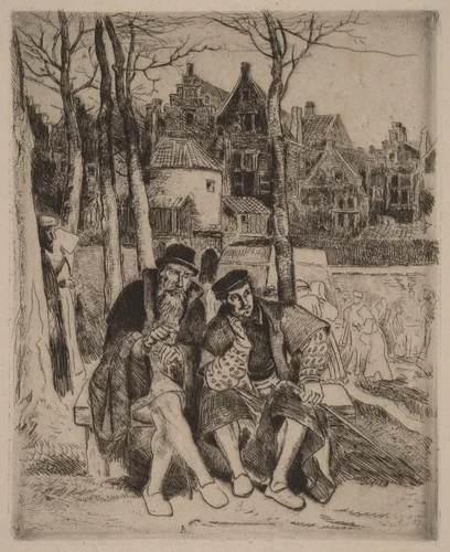 Faust and Wagner by Henri Leys, print, 1869