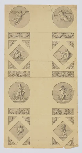 Group of Vignettes copied from the Vatican Loggias by anonymous, drawing, 1765-1775