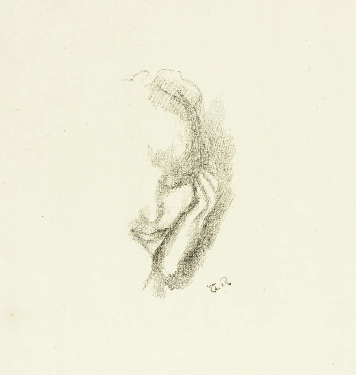 Head of a Woman Leaning on Her Hand by Theodore Roussel, print, 1890-1894