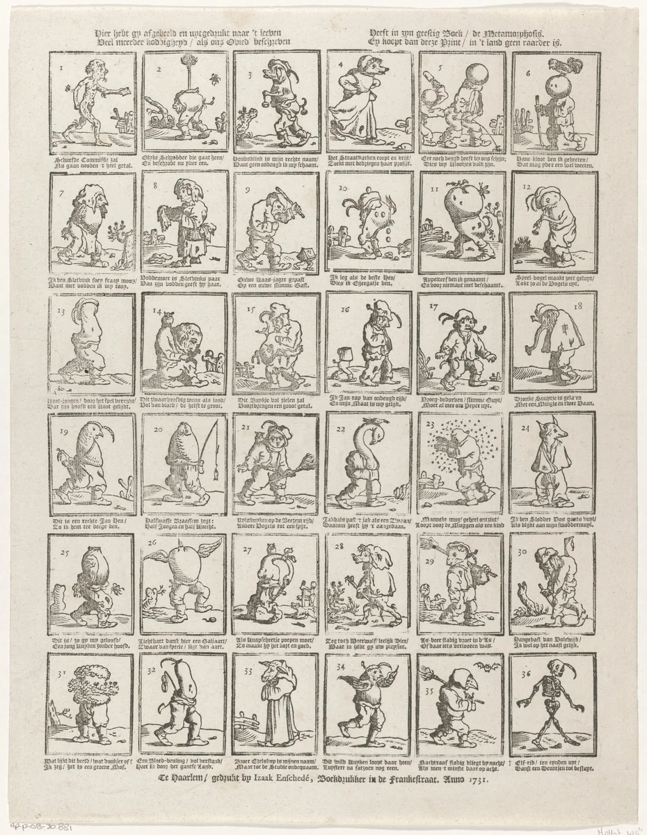 Satirische voorstellingen van koddige figuren by Isaac Vincentsz. van der Vinne, print, 1731