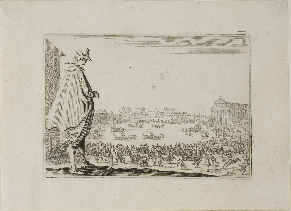 The Chariot Races at Santa Maria, from The Caprices by Jacques Callot, print, 1617-1627