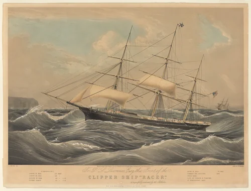 Clipper Ship "Racer" by James E. Buttersworth, print, 1854