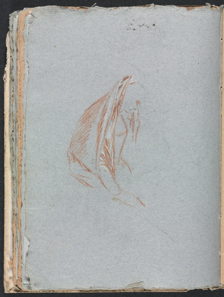 Verona Sketchbook: Female figure with cloak (page 40) by Francesco Lorenzi, book, 1760