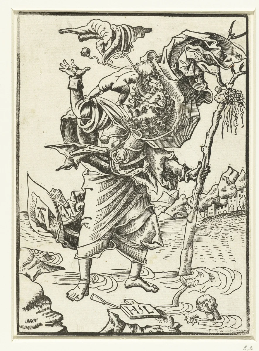 Heilige Christoffel by Unknown, print, 1505-1533