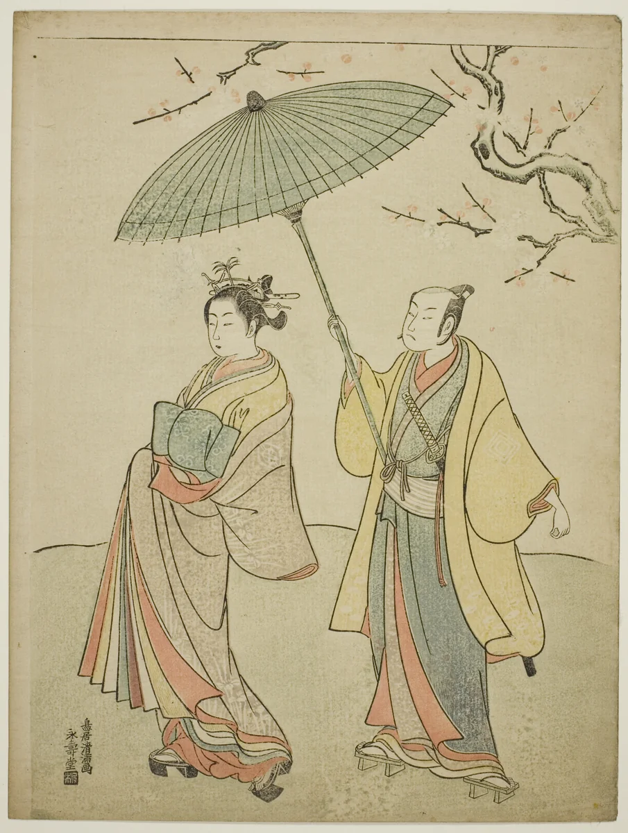 The Actors Ichikawa Komazo I (L) and Nakamura Matsue I (R) by Torii Kiyomitsu I, print, 1765-1775