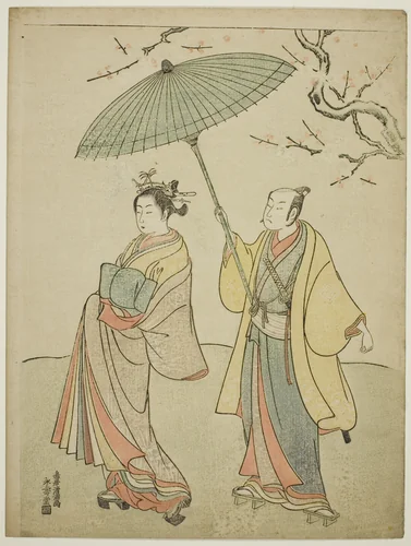 The Actors Ichikawa Komazo I (L) and Nakamura Matsue I (R) by Torii Kiyomitsu I, print, 1765-1775