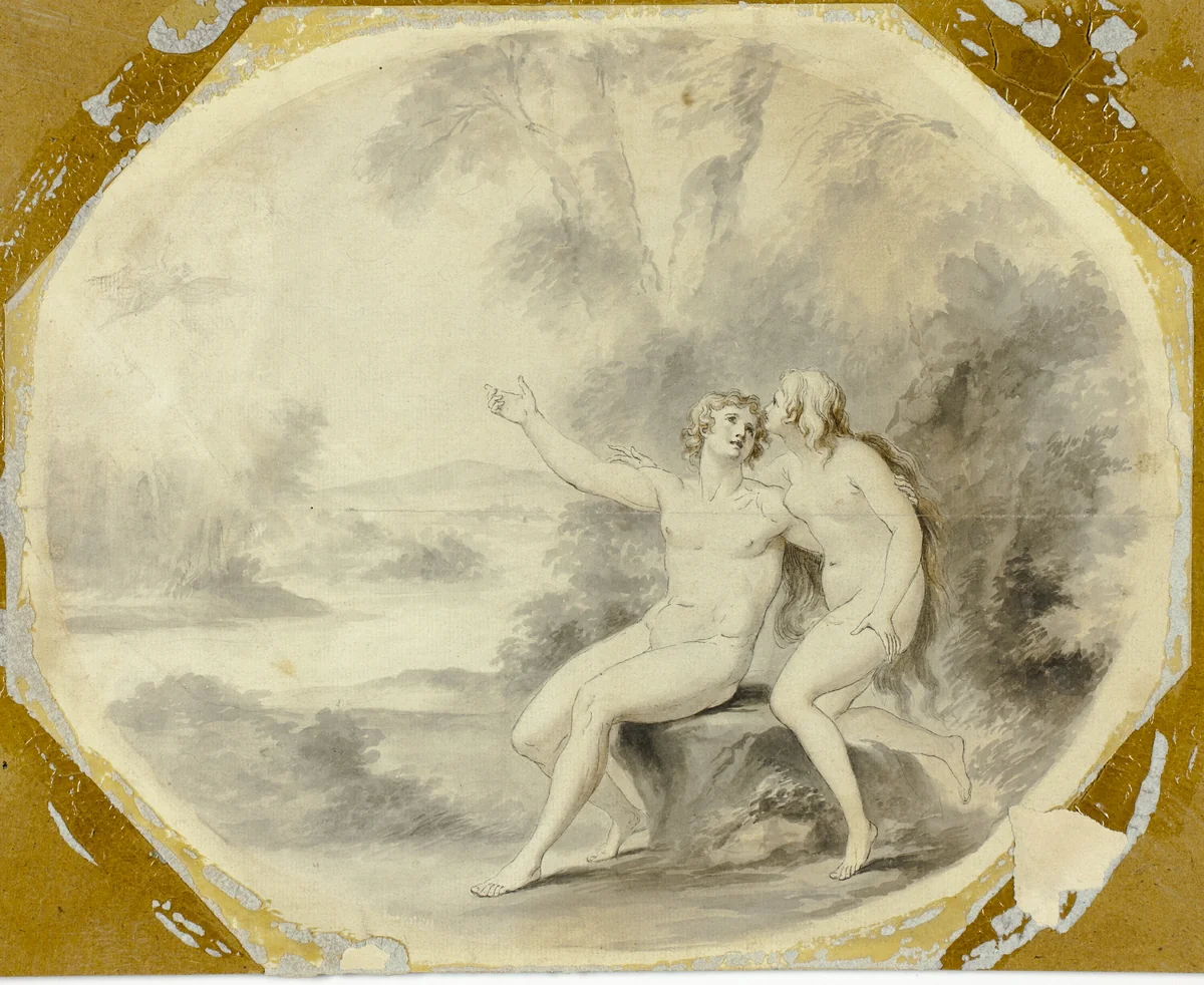 Adam and Eve in Paradise by Giovanni Battista Cipriani, drawing, 1747-1785