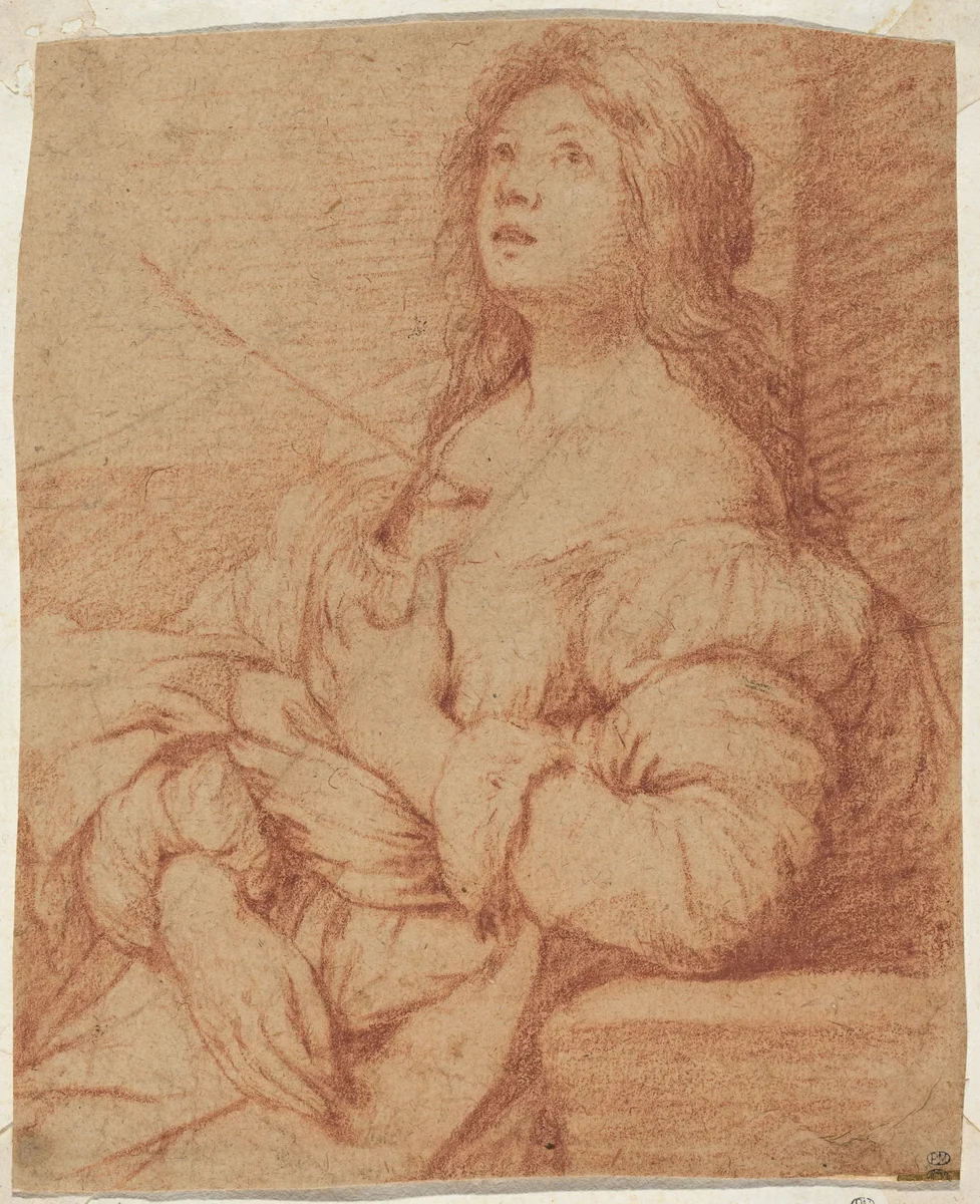 Saint Ursula by Bernardo Strozzi, drawing, 1582-1644