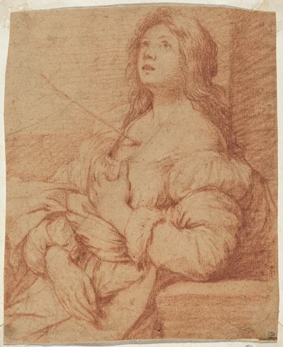 Saint Ursula by Bernardo Strozzi, drawing, 1582-1644