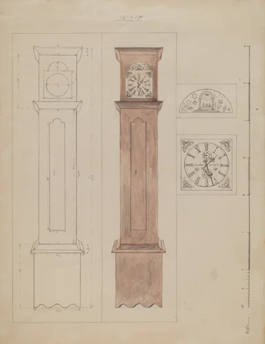 Grandfather's Clock (Old Pine) by Edith Magnette, index of american design, 1936