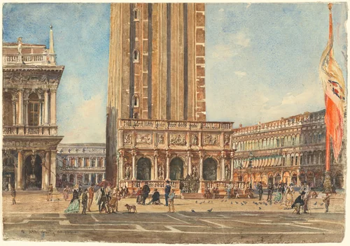 The Piazza San Marco by Rudolf von Alt, drawing, 1870-1880