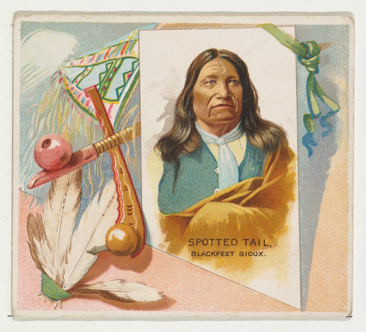 Spotted Tail, Blackfeet Sioux, from the American Indian Chiefs series (N36) for Allen & Ginter Cigarettes by Allen & Ginter, print, 1888