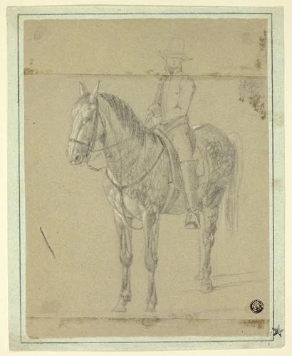 Man on a Horse by Wilhelm von Kobell, drawing, 1766-1855