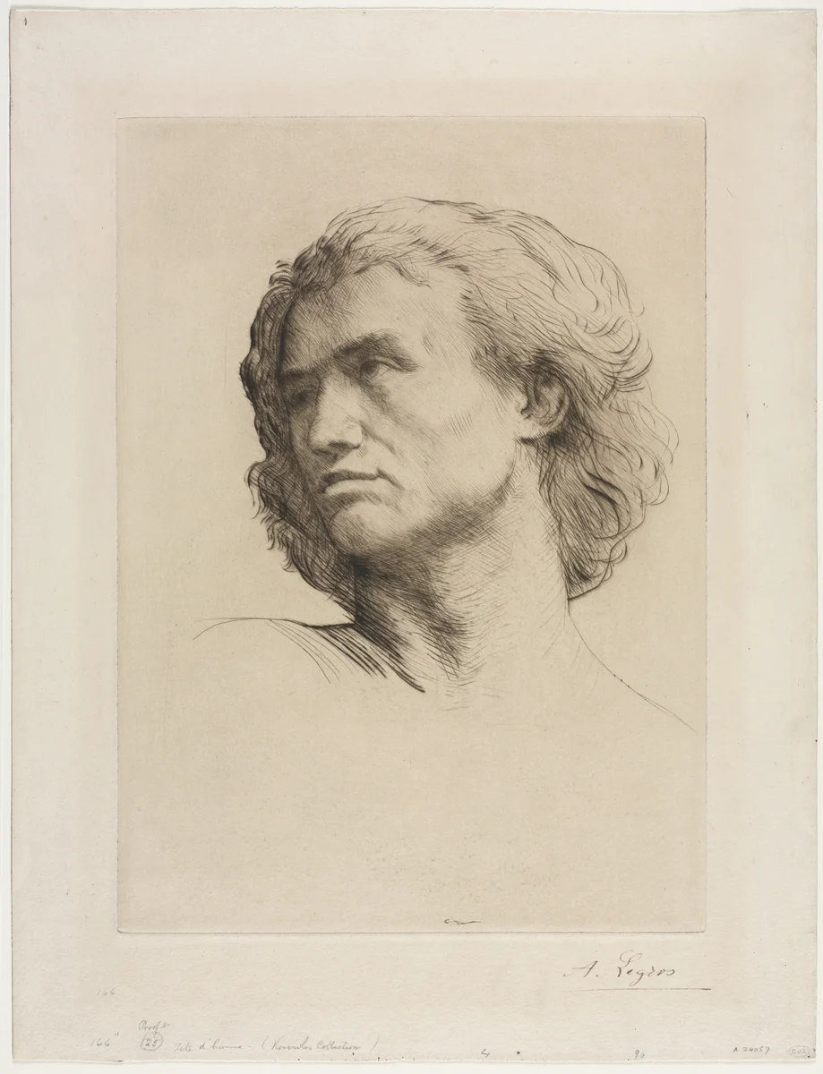 Head of a Man by Alphonse Legros, print, 1857-1911