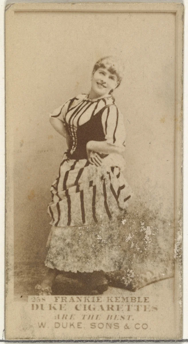 Card Number 258, Frankie Kemble, from the Actors and Actresses series (N145-7) issued by Duke Sons & Co. to promote Duke Cigarettes by W. Duke, Sons & Co., photograph, 1880-1889