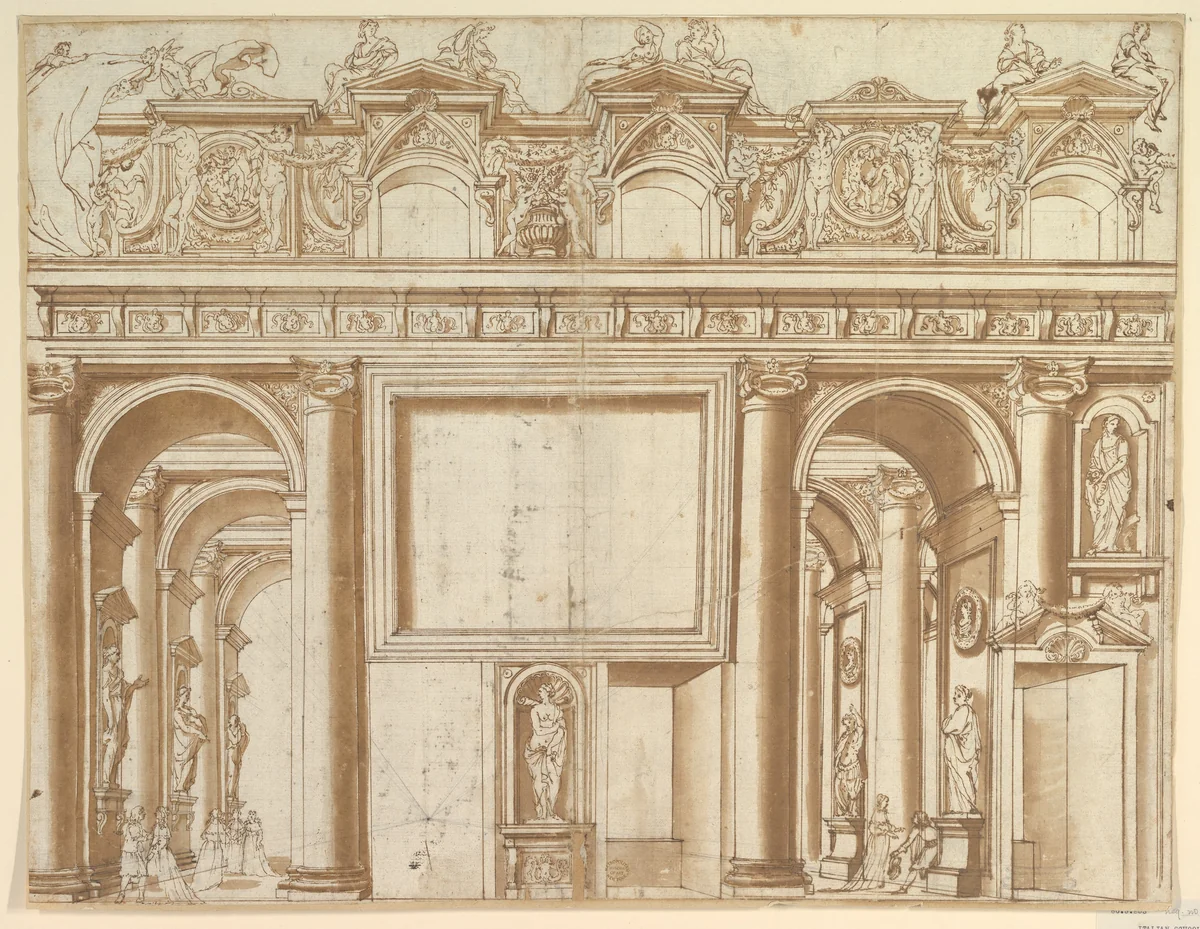 Architectural Design or Stage Set for the Colonna Family by anonymous, drawing, 1500-1600