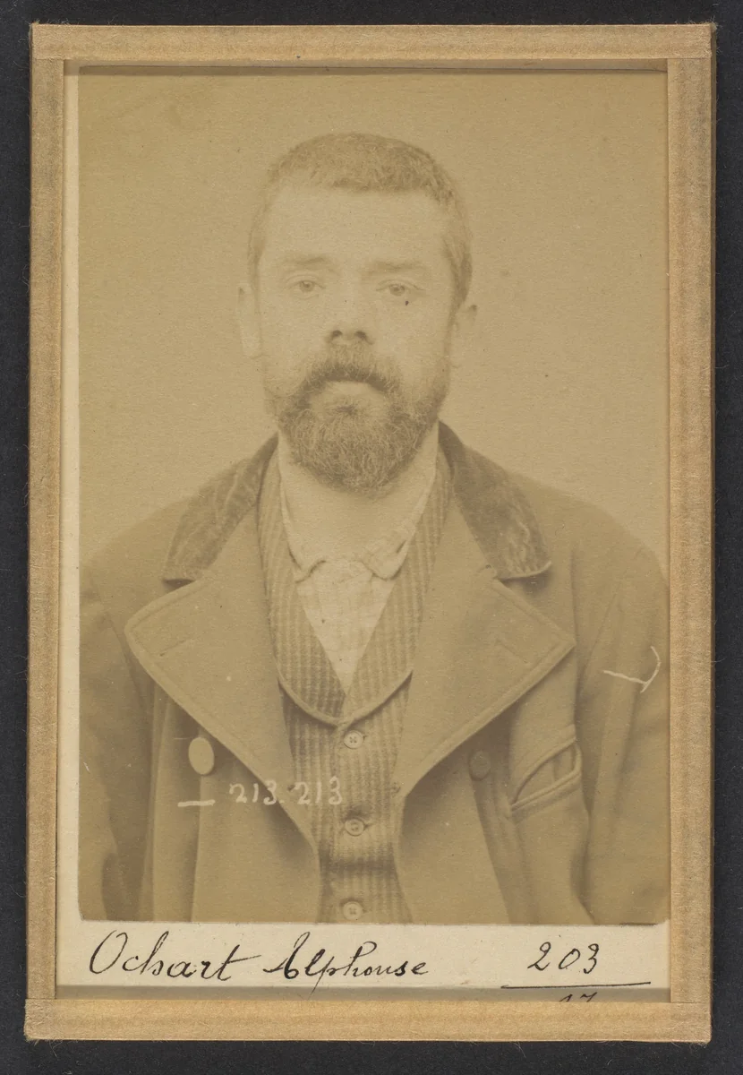 309. Ochart. Alphonse. 37 ans, né le 24/1/56 à Asbruch (Nord). Fabricant de chaussures. Anarchiste. 22/1/94. by Alphonse Bertillon, photograph, 1894