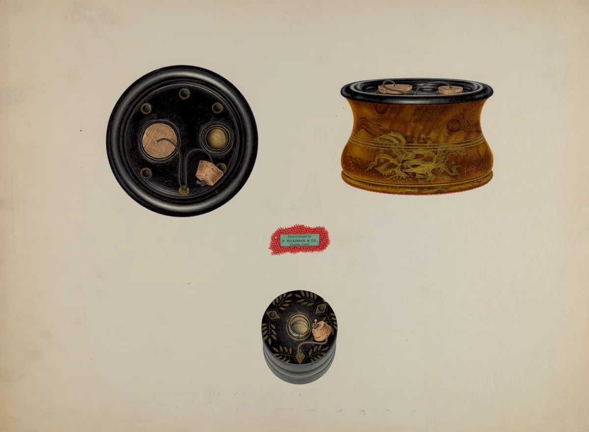 Stencilled Inkwells by Lawrence Flynn, index of american design, 1940