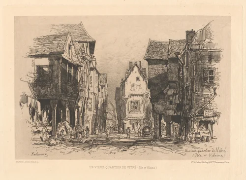 Un Vieux Quartier de Vitré (Ille-et-Vilaine) by Maxime Lalanne, print, 1879