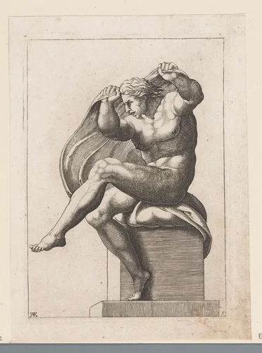 Zittend naakt by Unknown, print, 1585