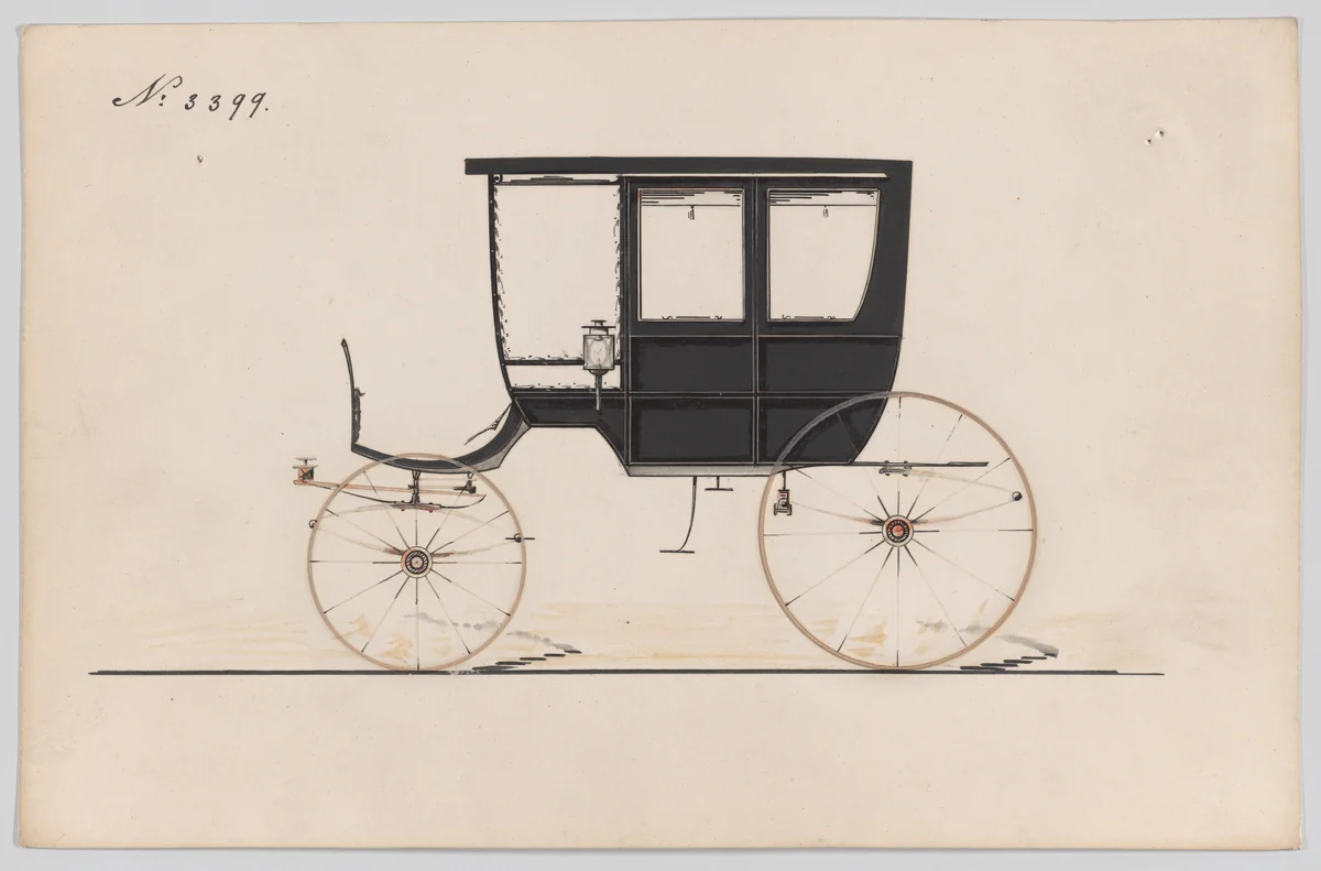 Design for 6 seat Rockaway, no. 3399 by Brewster & Co., drawing, 1878