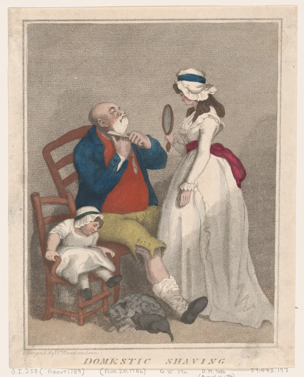 Domestic Shaving by Thomas Rowlandson, print, 1786