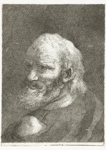 Man met ontblote schouder by Giovanni Domenico Tiepolo, print, 1757-1758