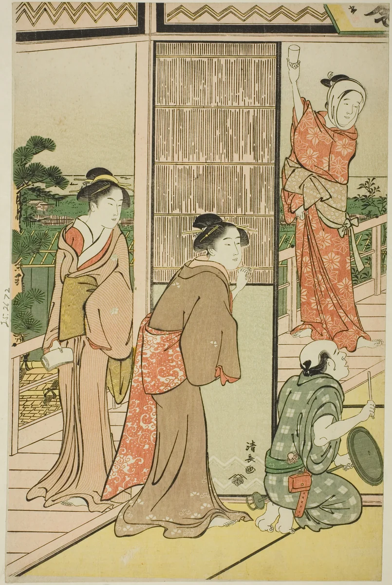 A Party in the Shinagawa Pleasure Quarters by Torii Kiyonaga (鳥居清長), print, 1785-1795