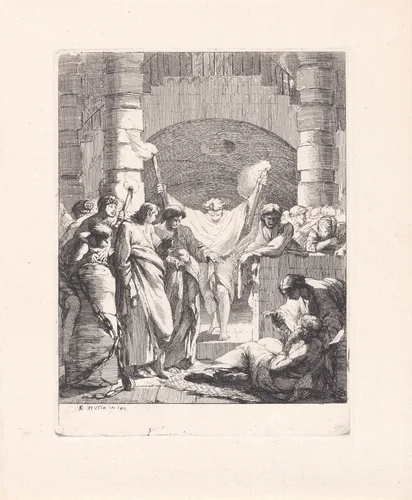 Visiting the Imprisoned by François Hutin, print, 1732-1763