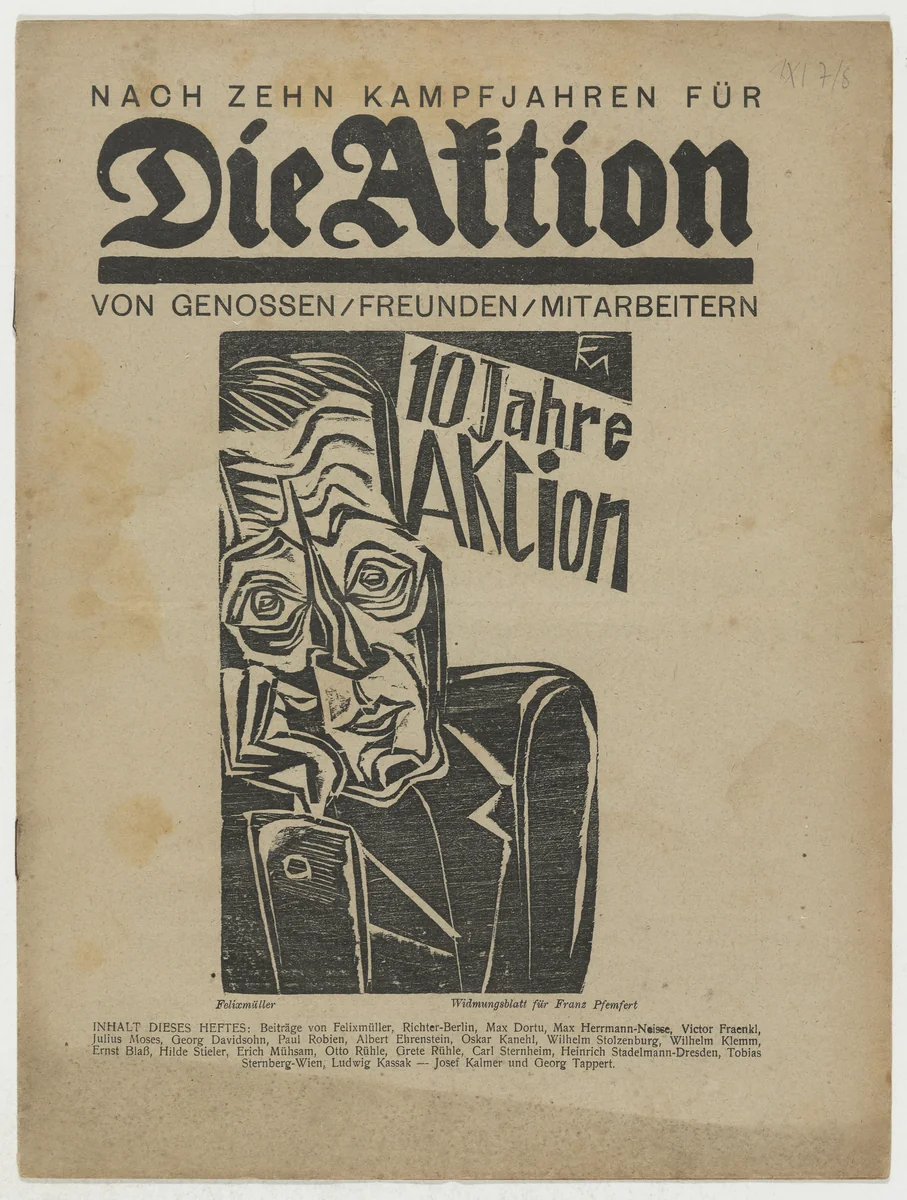 Die Aktion, vol. 11, no. 7/8 by Conrad Felixmüller, periodical, 1921