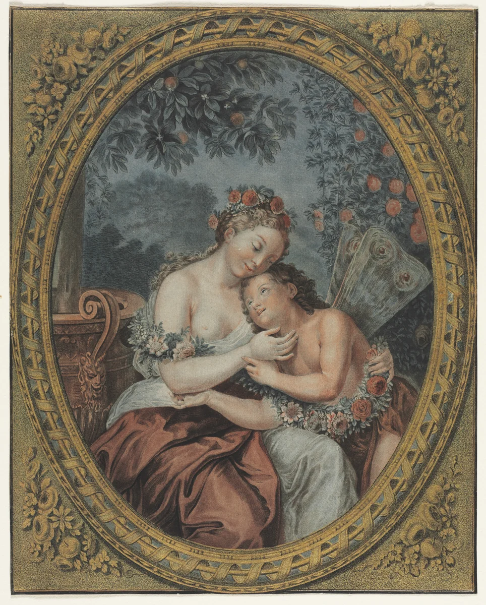 Zephyre and Flore by Jean François Janinet, print, 1771-1781