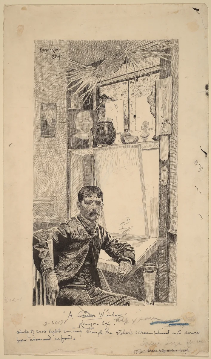 A Corner Window, Will Low by Kenyon Cox, drawing, 1884