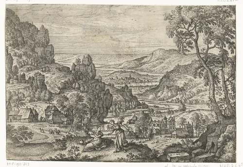 Hagar en de engel by Unknown, print, 1582