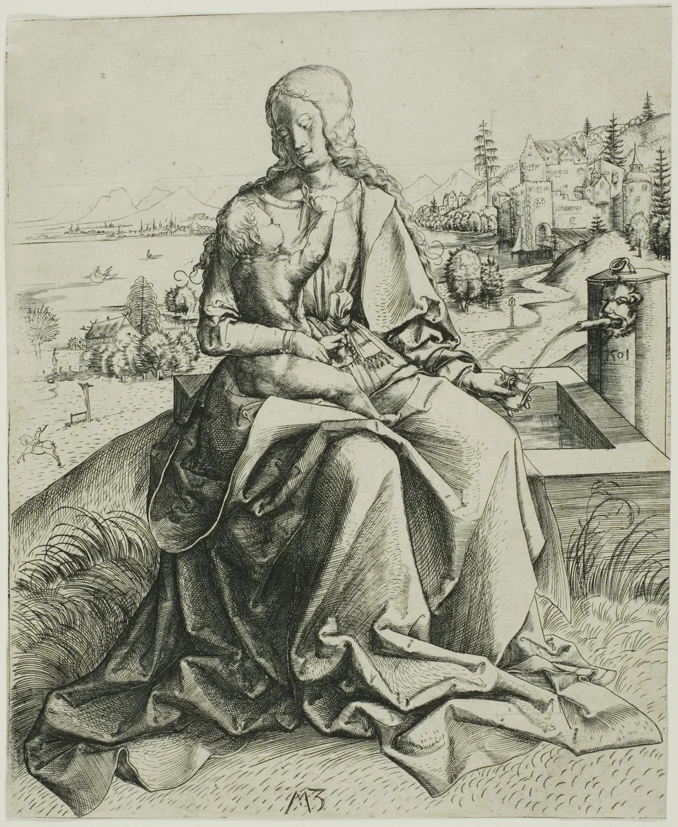 The Madonna by the Fountain by Master M.Z., print, 1496-1506